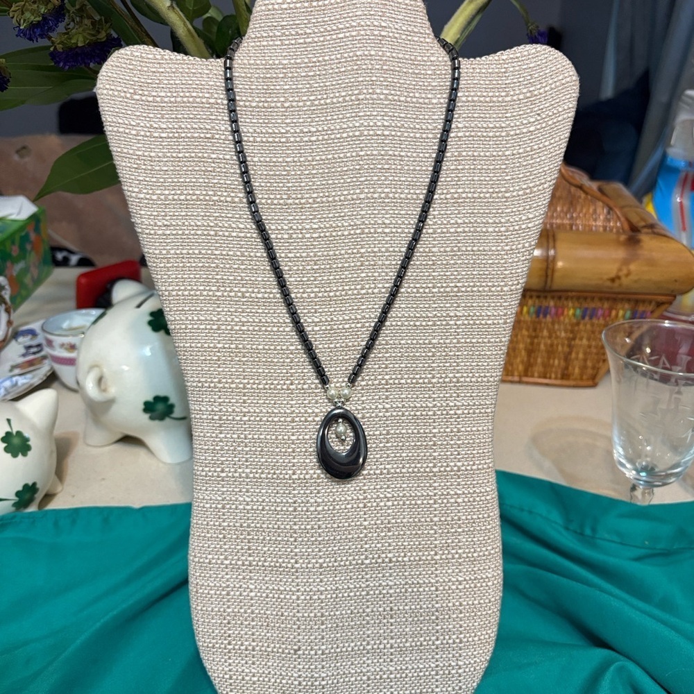 Vintage Hematite Necklace with fancy clasp